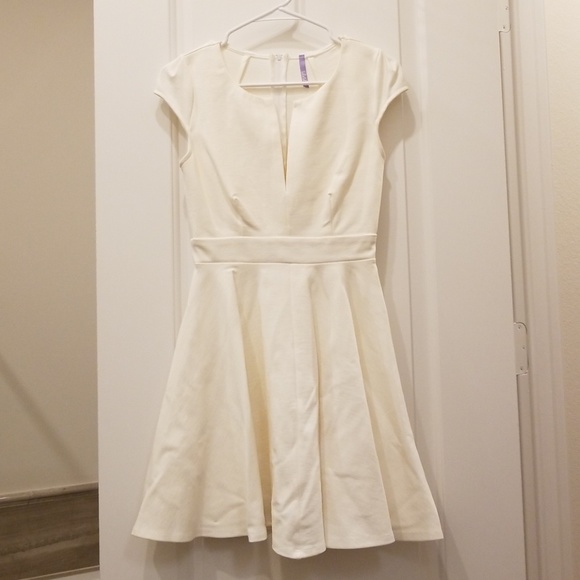 Lulus Dresses & Skirts - Lulu's Deep V Fit and Flare Dress - Off White